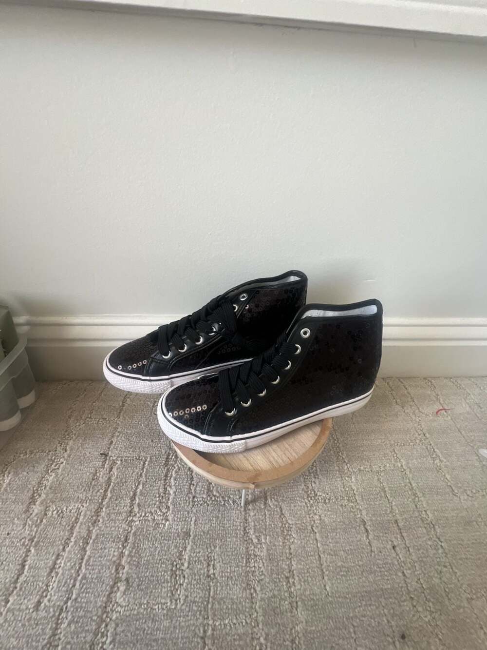 Balera WL6034 Sequin High-Top Sneakers Black Size 6AM